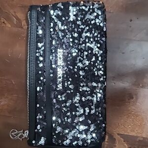 Victoria's Secret Silver Sequin Cosmetic Bag